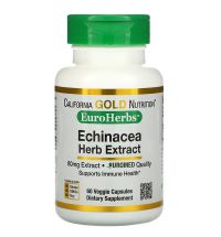 California Gold Nutrition, EuroHerbs, Echinacea Herb Extract, 80 mg, 60 Veggie Capsules