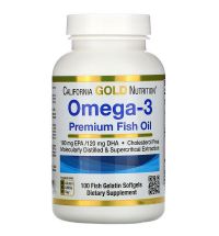 California Gold Nutrition, Omega-3, Premium Fish Oil, 100 Fish Gelatin Softgels